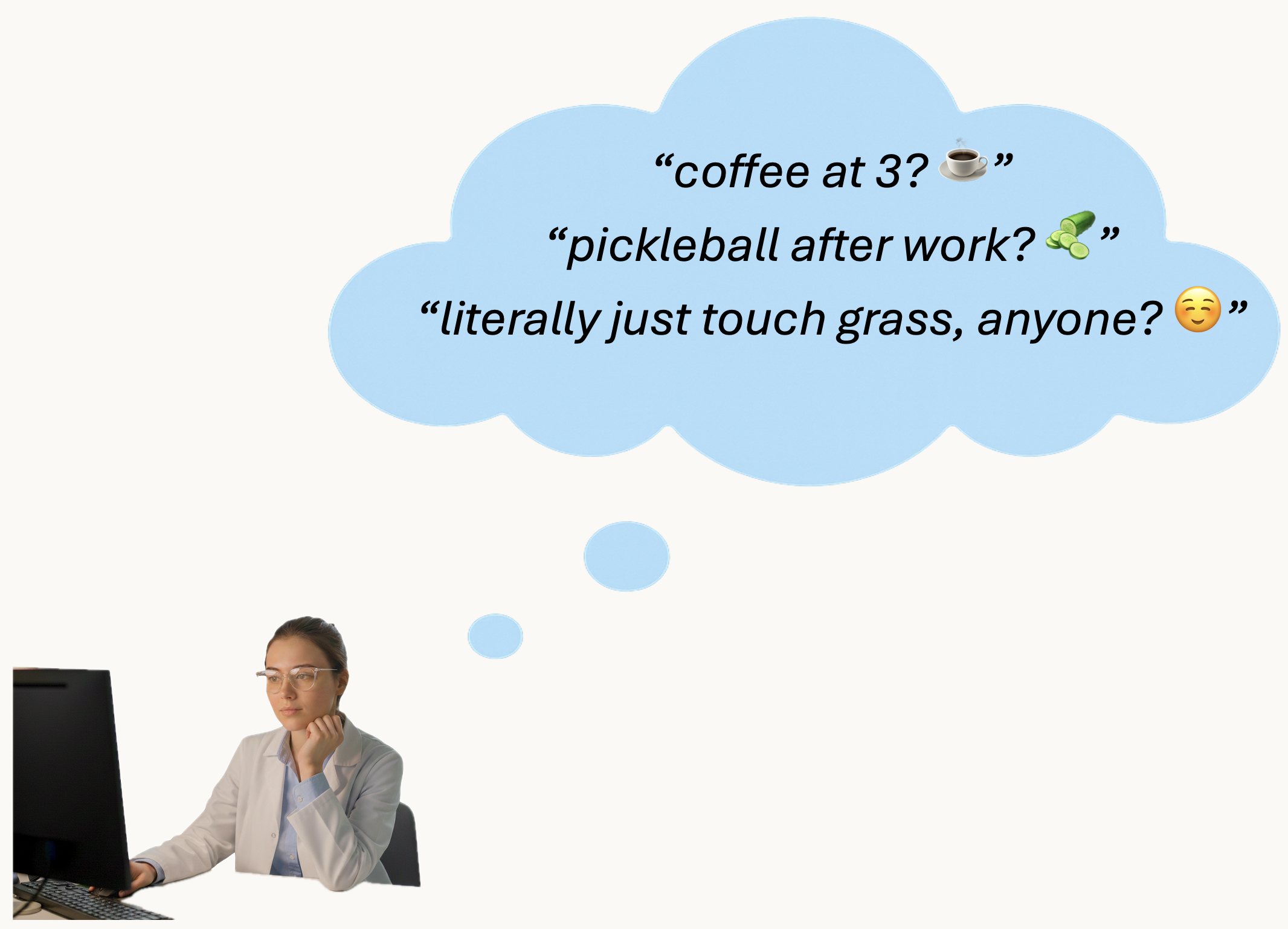 Person thinking about spontaneous activities